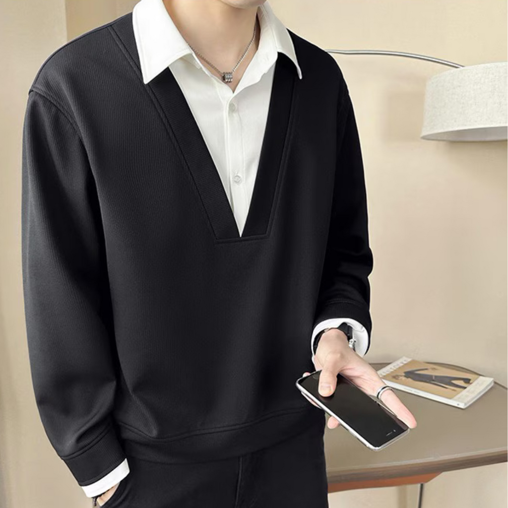 Otaylo Two Layered Chic V-Neck Top T-Shirt