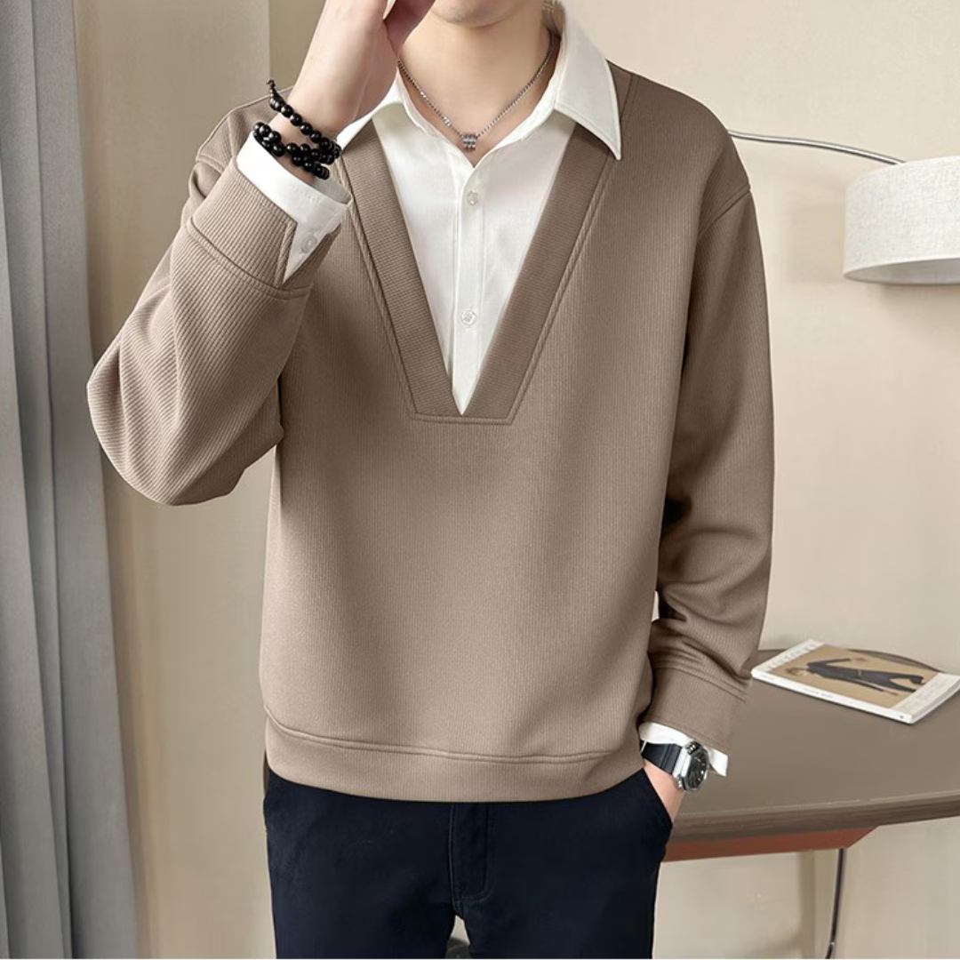 Otaylo Two Layered Chic V-Neck Top T-Shirt