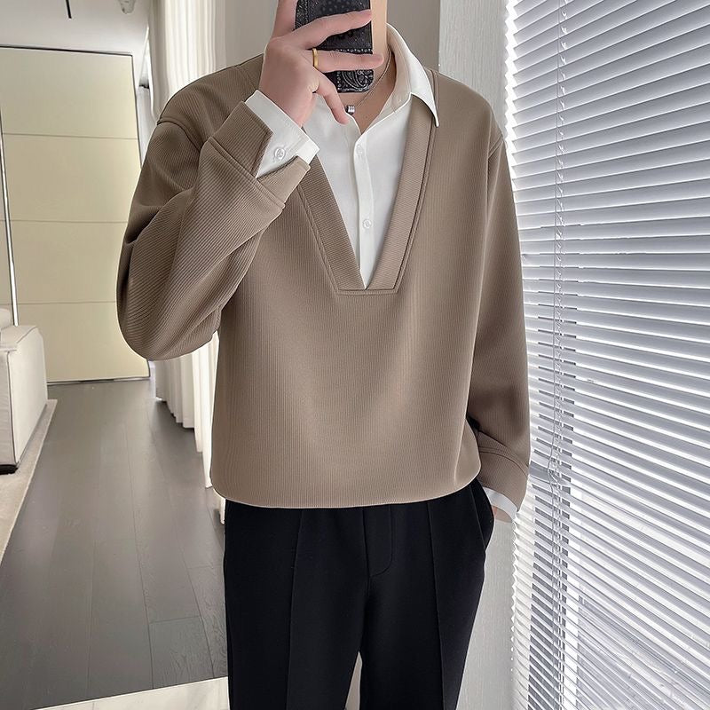 Otaylo Two Layered Chic V-Neck Top T-Shirt