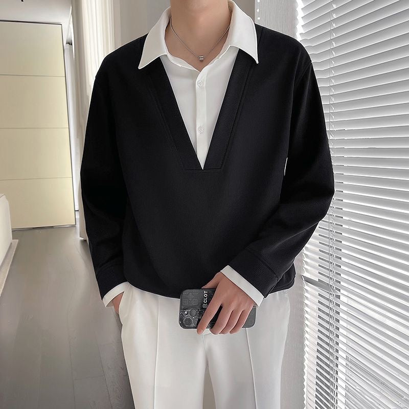 Otaylo Two Layered Chic V-Neck Top T-Shirt