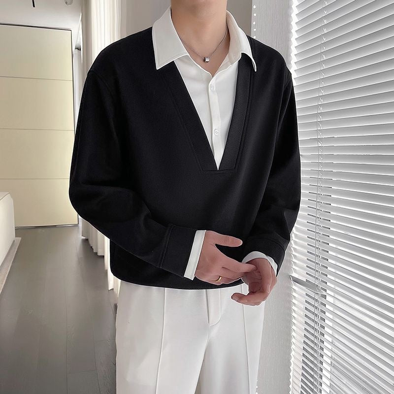 Otaylo Two Layered Chic V-Neck Top T-Shirt