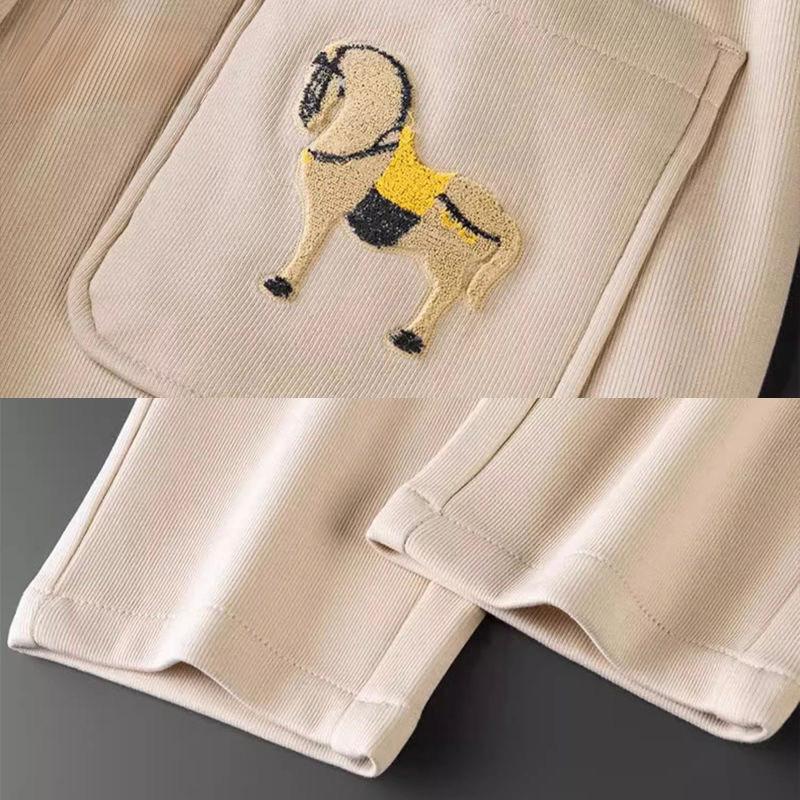 Otaylo Effortless Style & Comfort Drawstring Pants with Stunning Embroidered Horse Accent