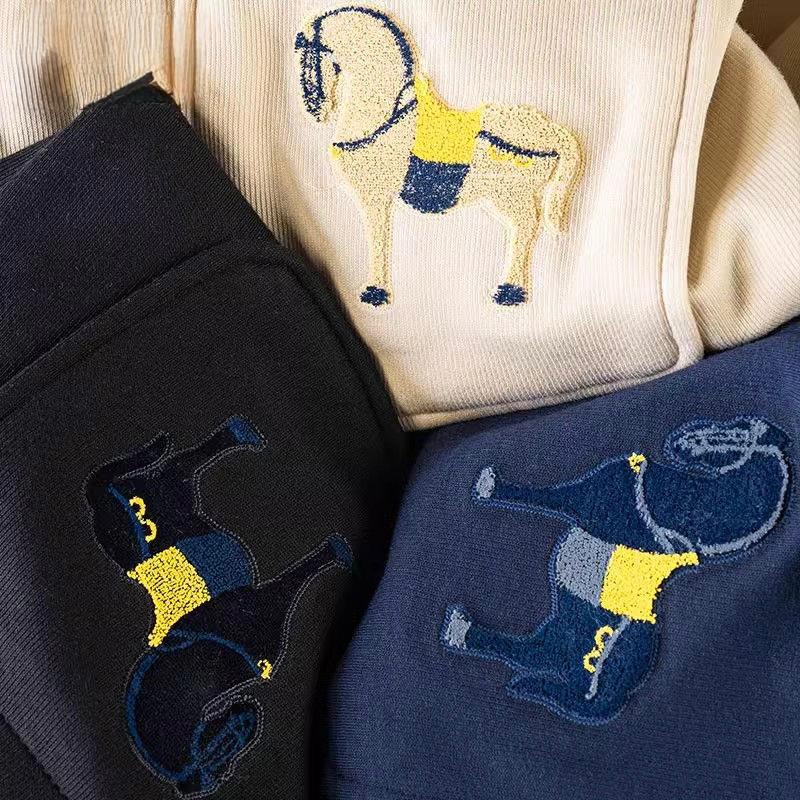 Otaylo Effortless Style & Comfort Drawstring Pants with Stunning Embroidered Horse Accent