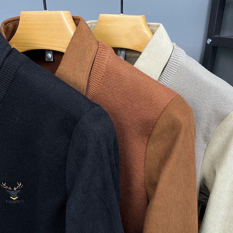 Otaylo Men's Premium Polo Sweater with Embroidered Deer Logo