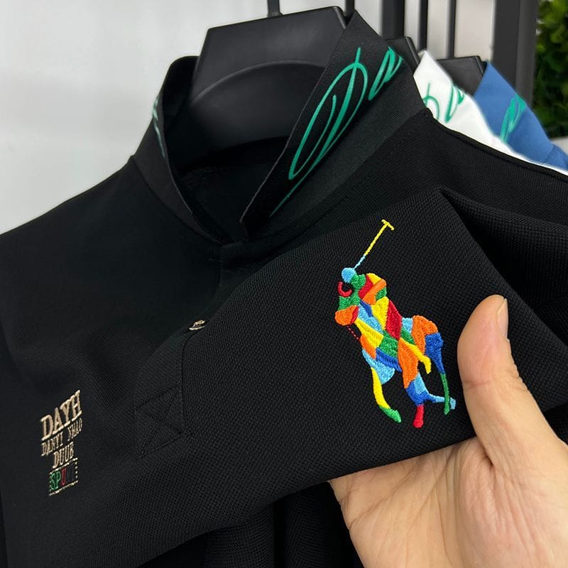 Otaylo Luxury Embroidered Multicolor Polo Player Logo T-Shirt