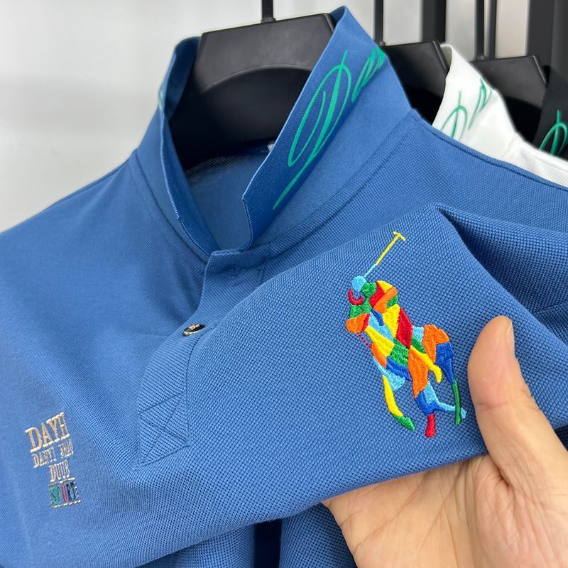 Otaylo Luxury Embroidered Multicolor Polo Player Logo T-Shirt