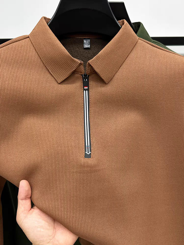 Otaylo Men's Ethereal Realm Zipper Polo T-Shirt Stylish Casual Wear