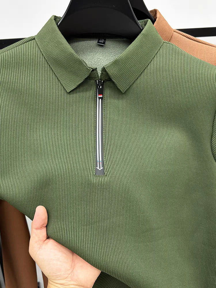 Otaylo Men's Ethereal Realm Zipper Polo T-Shirt Stylish Casual Wear