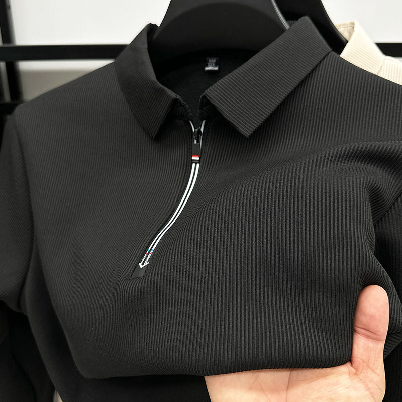 Otaylo Men's Ethereal Realm Zipper Polo T-Shirt Stylish Casual Wear